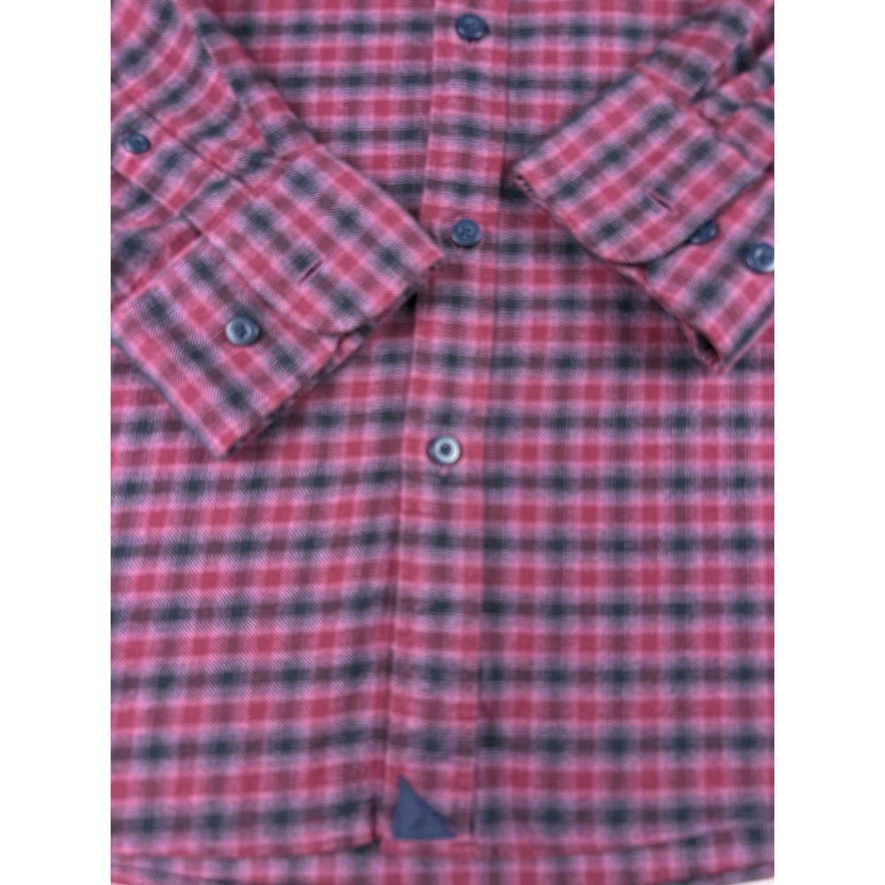 Untuckit Mens XL Red Navy Blue Plaid Flannel Button Down Shirt Long Sleeve - Picture 2 of 8